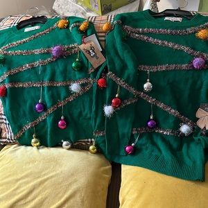2 ugly sweaters  size large kids and adult small nwt